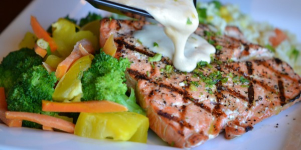 vegetables and salmon